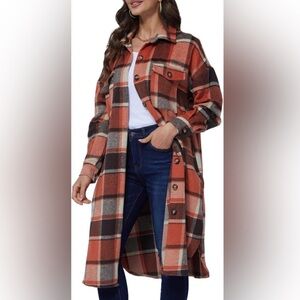 SHEIN Orange Plaid Utility Jacket